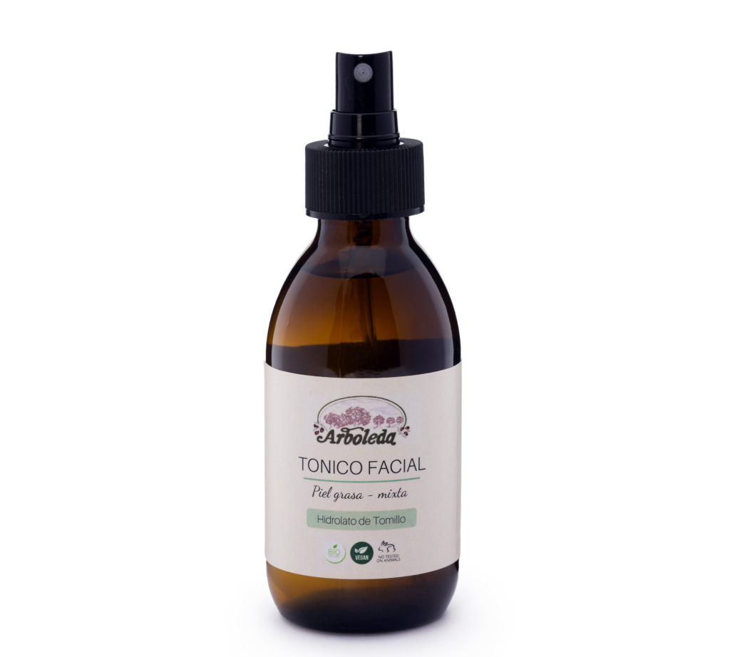 Imagen de un envase de Tónico Facial Regulador para pieles grasas de arboleda Cosmética Natural.