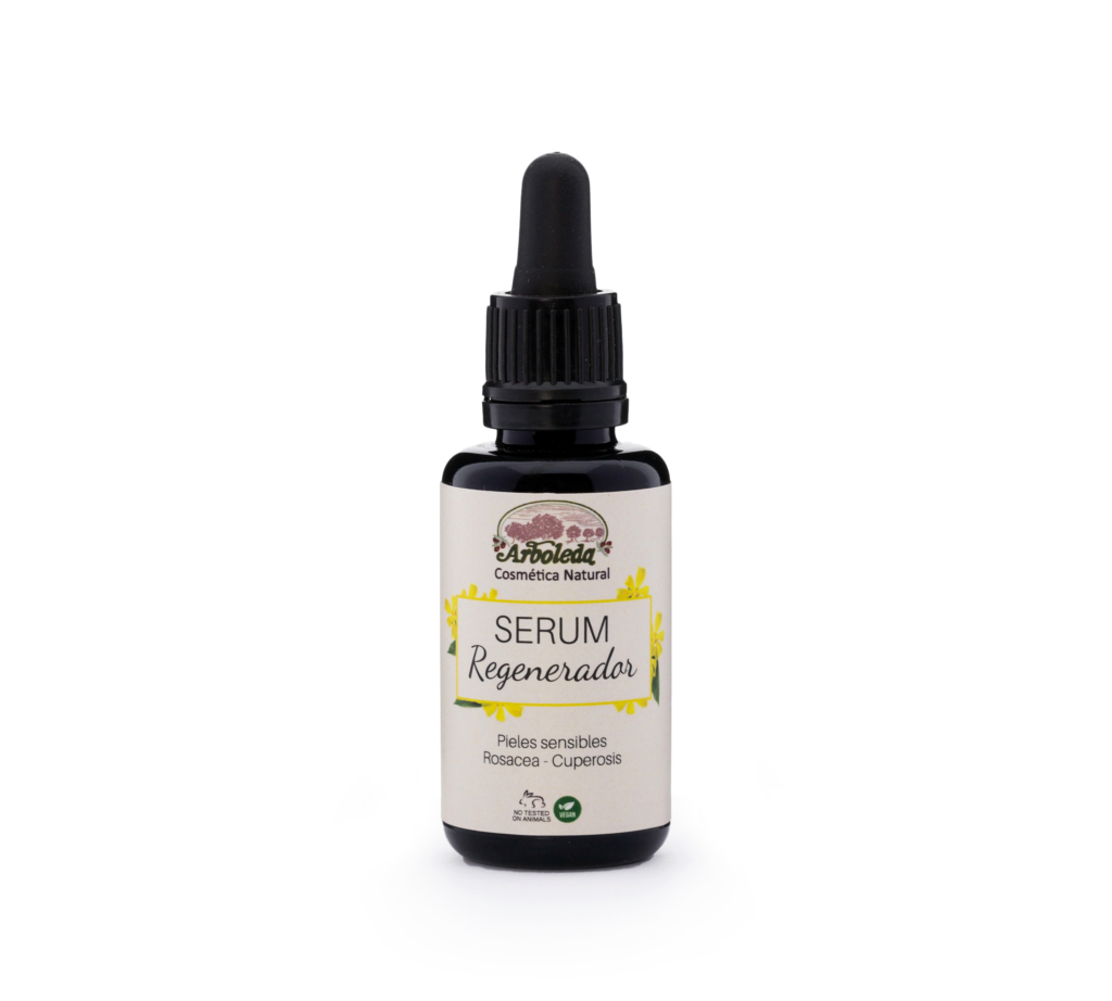 Imagen de un envase de Sérum Regenerador para pieles sensibles de Arboleda Cosmética Natural.